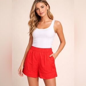 Neu Nomad Womens coral Satin tencel Tulum shorts pockets NWT Sz S